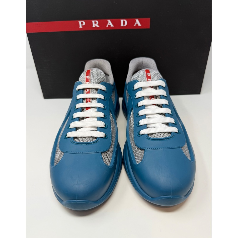 Prada Americas Cup Rubber Sneaker Lagoon Blue Size 8 US 7 Prada - Picture 2 of 13